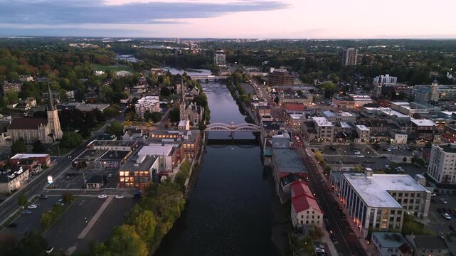 Cambridge, Ontario, Canada Townscape Overlooking the Grand River