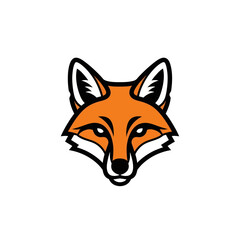 Obraz premium Cartoon illustration of a fox head with orange fur and white accents.