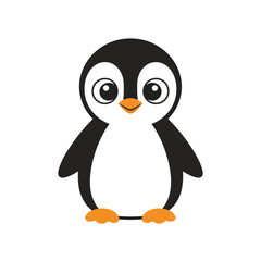 Obraz premium Adorable cartoon penguin character with big eyes and orange feet.