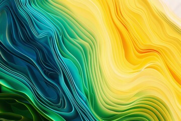 Obraz premium Abstract wavy pattern in yellow, green, and blue, vibrant colorful composition for creative design and background use