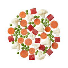 Frozen mixed vegetables arranged in a circle