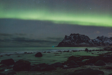 Northern lights - Norway - February arctic night sky with colorful aurora borealis © Cristian Bortes