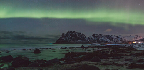 Northern lights - Norway - February arctic night sky with colorful aurora borealis © Cristian Bortes