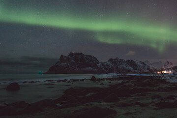 Northern lights - Norway - February arctic night sky with colorful aurora borealis © Cristian Bortes