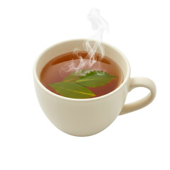 Hot tea with bay leaves and steam