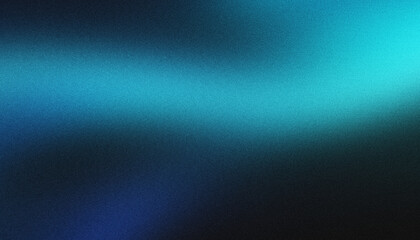 Fototapeta premium Blue teal blurred abstract gradient background with vibrant aqua glow grainy noise texture backdrop for modern digital branding design.