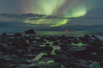 Northern lights - Norway - February arctic night sky with colorful aurora borealis © Cristian Bortes