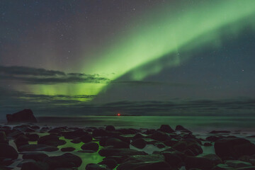 Northern lights - Norway - February arctic night sky with colorful aurora borealis © Cristian Bortes