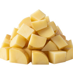 Pile of diced raw potatoes On Transparent Background