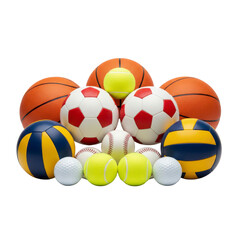 Collection of sports balls on a black background