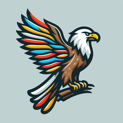 Vector illustration of an eagle flapping its wings