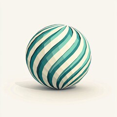 Stylish Blue and White Striped Sphere with Smooth Surface