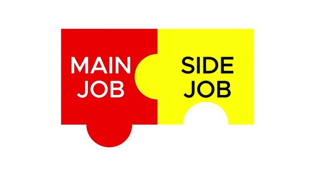 main job and side job video animation increase income concept. Animated Video 4K
