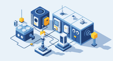 Obraz premium Futuristic Industrial Technology and Automation Concept.