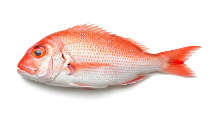 Fresh Whole Red Snapper Fish Isolated on White Background - Raw Seafood Ingredient for Healthy Cooking & Culinary Delights