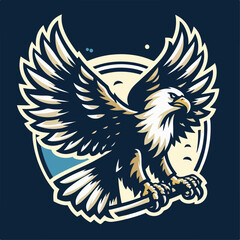 Vector illustration of an eagle flapping its wings