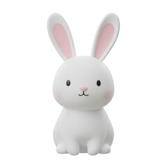 Obraz premium A charming stylized white rabbit with delicate pink ears sits upright against a stark black background high quality professional detailed modern