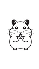 Fototapeta premium Cute cartoon hamster holding a tiny snack and smiling.