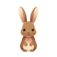 Obraz premium A charming digital illustration depicts a cute light brown rabbit with large ears and dark expressive eyes set against a black background