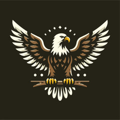 Vector illustration of an eagle flapping its wings