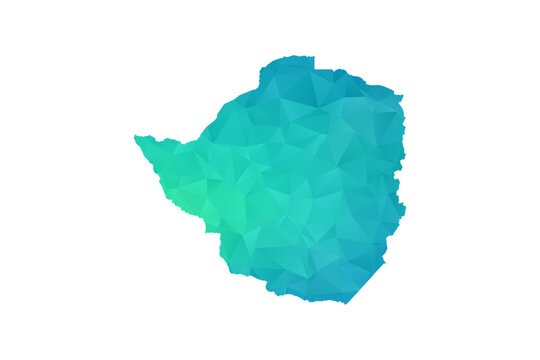 Zimbabwe Map - Polygon Style Vector Illustration in Green and Blue Gradient, Low Poly Geometric Design, Isolated on White Background, Perfect for Infographics and Learning Use.