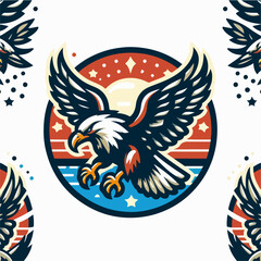 Vector illustration of an eagle flapping its wings