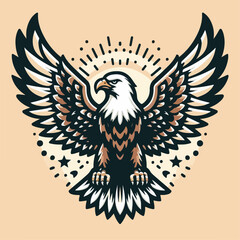 Vector illustration of an eagle flapping its wings