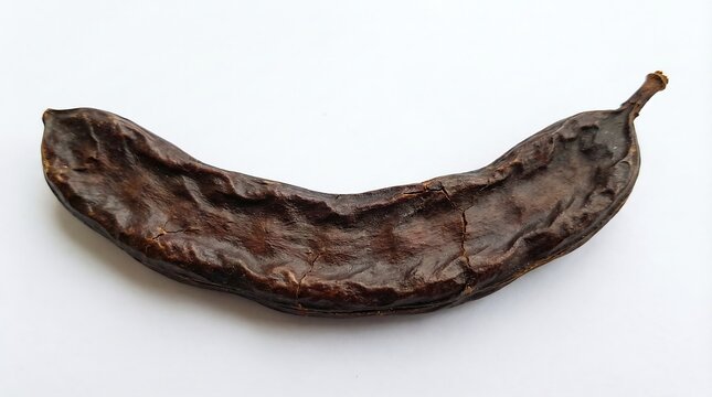 Healthy carob bean pod isolated on white background