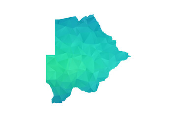 Fototapeta premium Botswana Map - Polygon Style Vector Illustration in Green and Blue Gradient, Low Poly Geometric Design, Isolated on White Background, Perfect for Infographics and Learning Use.