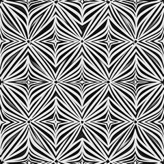Obraz premium Black and white floral pattern with geometric shapes