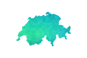 Obraz premium Switzerland Map - Polygon Style Vector Illustration in Green and Blue Gradient, Low Poly Geometric Design, Isolated on White Background, Perfect for Infographics and Learning Use.