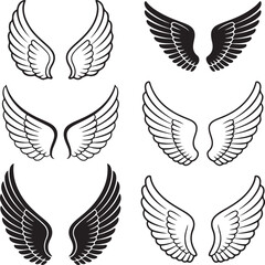 Obraz premium Heraldic wings set for tattoo or mascot design