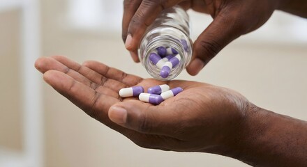 Hand holding a bottle of pills or medicine