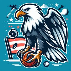 Vector illustration of an eagle flapping its wings