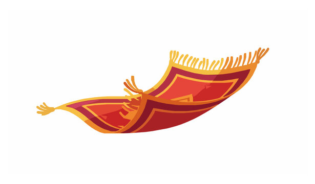 Cartoon magic carpet vector set with flying oriental rugs, Arabian fairytale mats, and fantasy animation illustrations