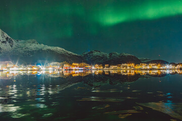 Northern lights - Norway - February arctic night sky with colorful aurora borealis © Cristian Bortes