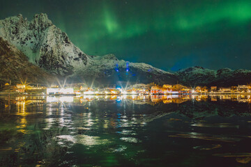 Northern lights - Norway - February arctic night sky with colorful aurora borealis © Cristian Bortes