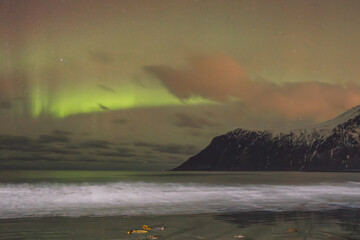 Northern lights - Norway - February arctic night sky with colorful aurora borealis © Cristian Bortes