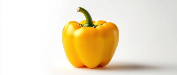 Fresh Yellow Bell Pepper Isolated on a Clean White Background Perfect for Culinary, Health, and Organic Food Themes in Stock Photography