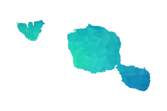 French Polynesia Map - Polygon Style Vector Illustration in Green and Blue Gradient, Low Poly Geometric Design, Isolated on White Background, Perfect for Infographics and Learning Use.