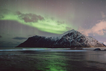 Northern lights - Norway - February arctic night sky with colorful aurora borealis © Cristian Bortes