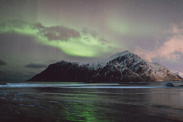 Northern lights - Norway - February arctic night sky with colorful aurora borealis © Cristian Bortes