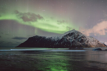 Northern lights - Norway - February arctic night sky with colorful aurora borealis © Cristian Bortes