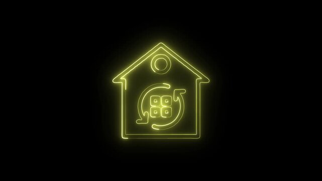 Glowing Neon Refresh Icon Isolated on Black Background. HD Video Motion Graphic Animation
