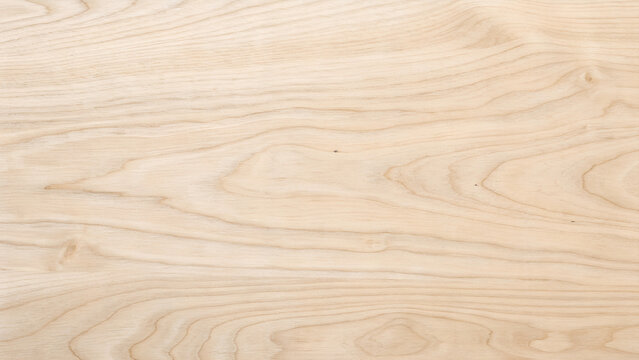 Light beige natural wood grain texture background, closeup of smooth maple or ash surface with fine linear pattern
