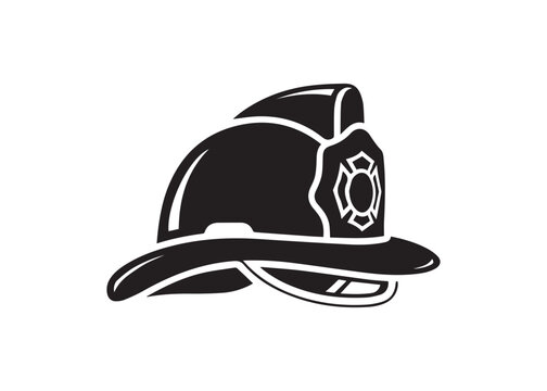 Vector European firefighter helmet icon in minimal flat style