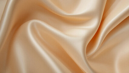 Fototapeta premium Luxurious flowing champagne satin fabric with soft folds and highlights
