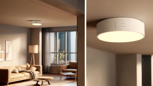 Modern Ceiling Light in Living Room Interior.
