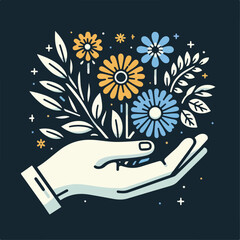 Vector illustration of a flower held in hand