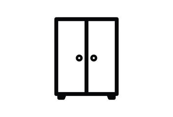 Simple black and white cabinet icon